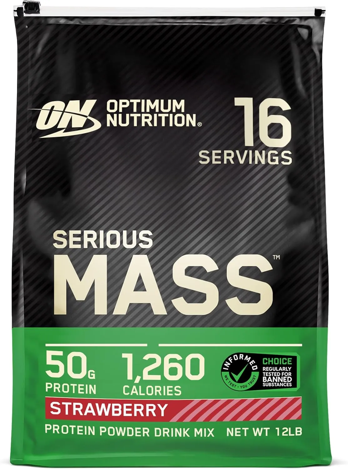 Optimum Nutrition Serious Mass hochkalorisches Proteinpulver für Masseaufbau mit 25 Vitaminen und Mineralien, Kreatin u…