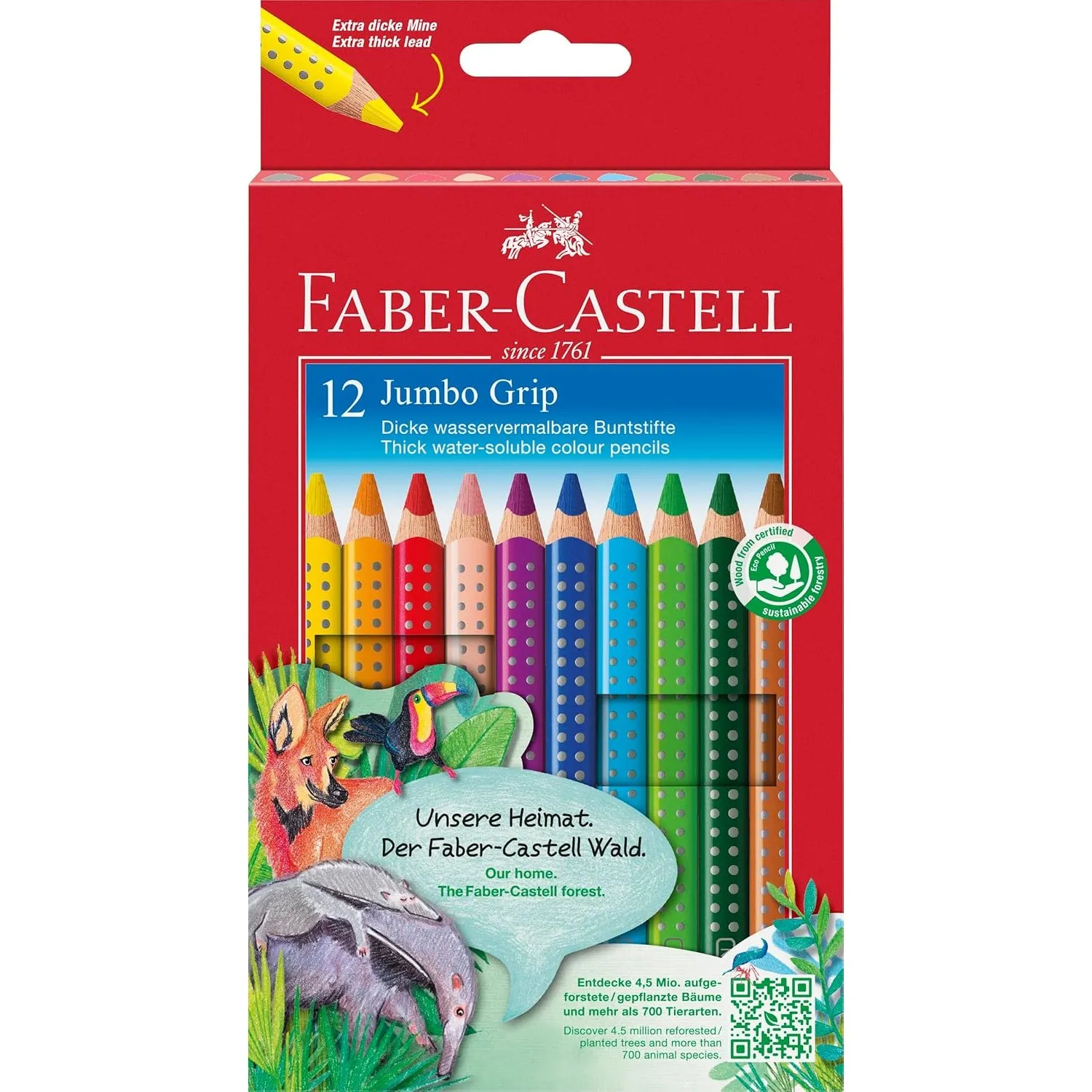 Faber-Castell - Buntstifte Set Jumbo Grip 12-teilig im Kartonetui