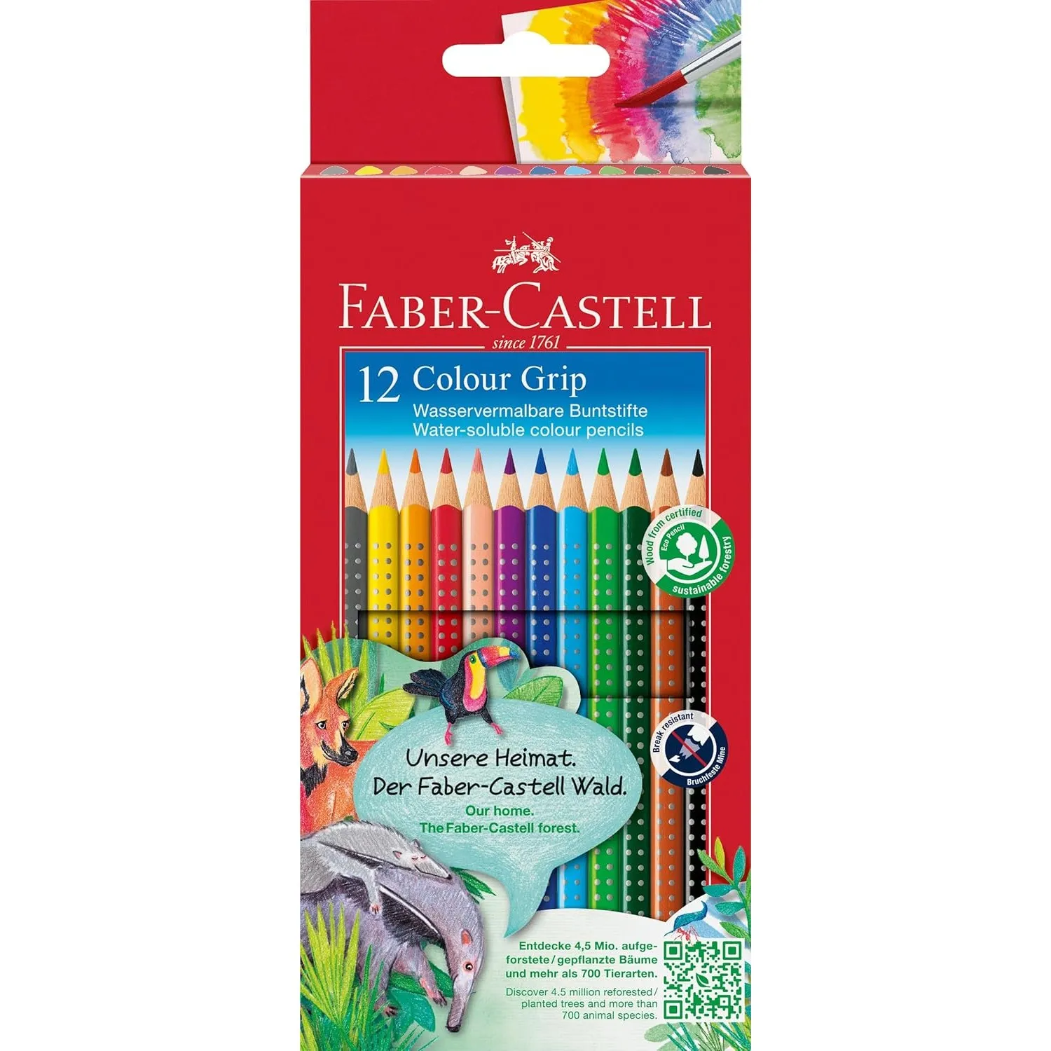 Faber-Castell - Buntstifte Set Colour Grip, 12 Malstifte bruchsicher