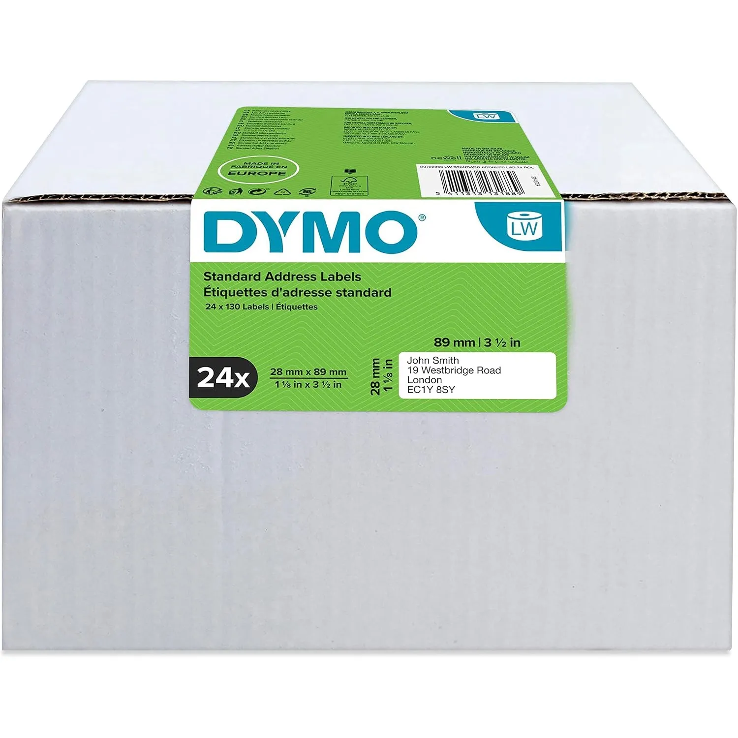 DYMO Original LabelWriter Adressetiketten | 28 mm x 89 mm | 24 Rollen mit je 130 leicht ablösbaren Etiketten (3.120 Eti…