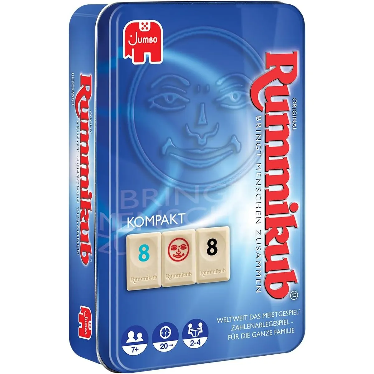 Jumbo Spiele Original Rummikub Kompakt in Metalldose, ab 7 Jahren