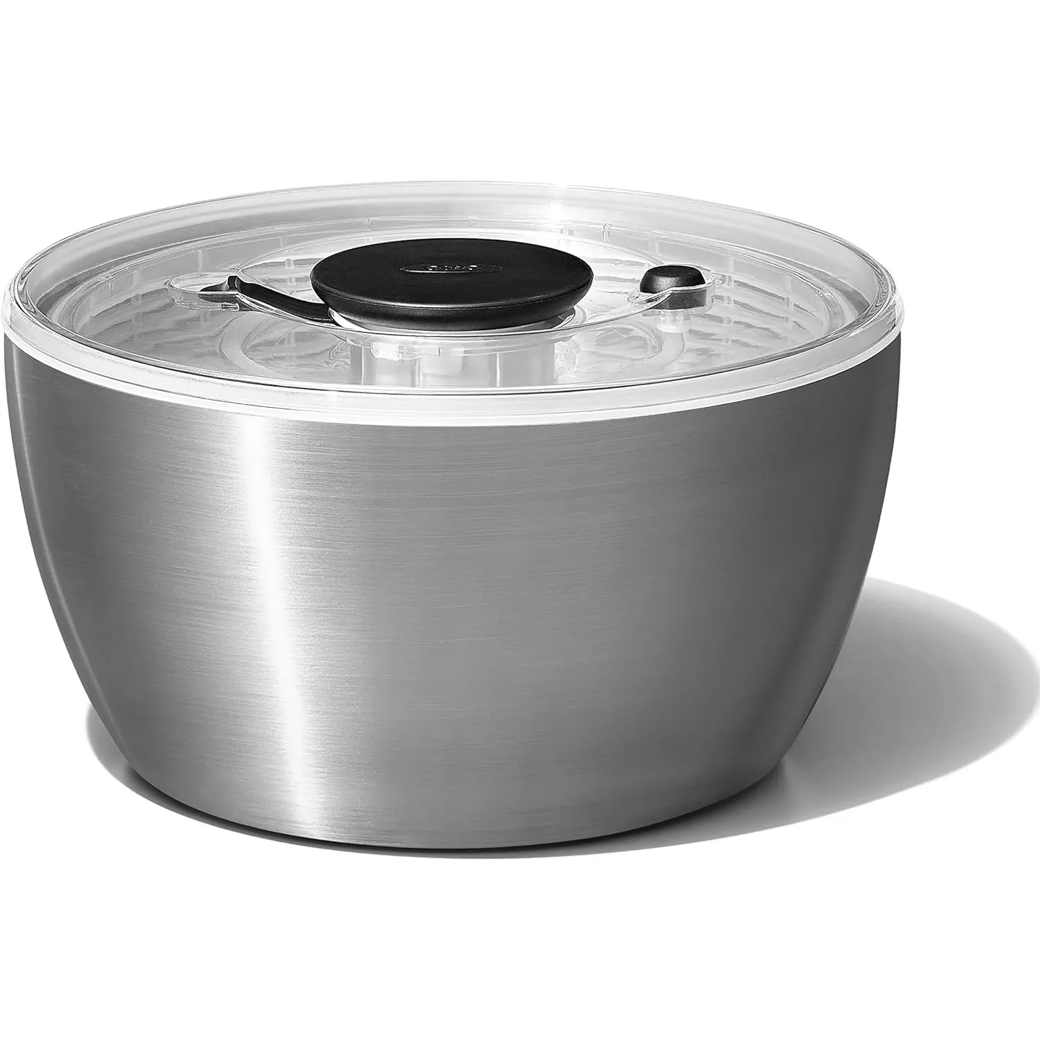 OXO Steel Salatschleuder aus Edelstahl mit Deckel – zum Waschen und Trocknen von Salat