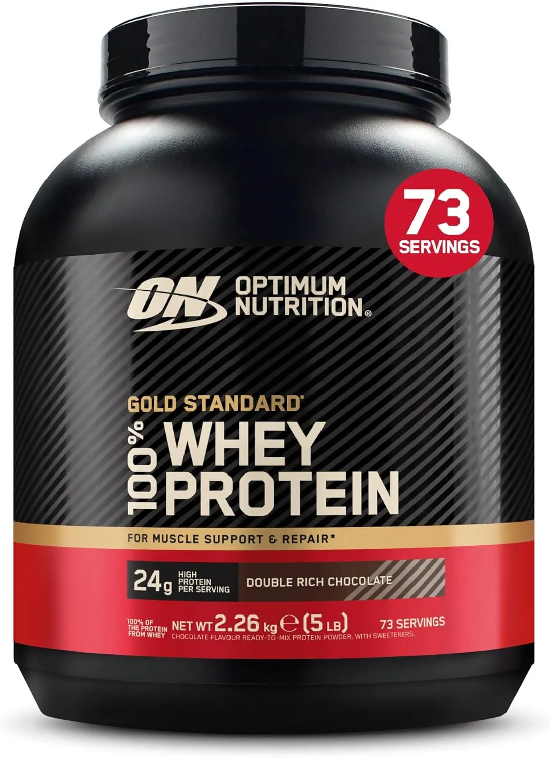 Optimum Nutrition Gold Standard 100% Whey, Proteinpulver, Geschmack Double Rich Chocolate, 2.26kg, 73 Portionen, Verpac…