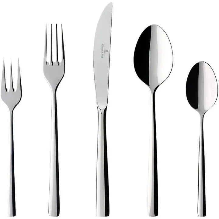 Villeroy & Boch - Piemont Besteckset 30 teilig 6 Personen, Spülmaschinenfest, Rostfrei, Besteck Set, Tafelbesteck, Hoch…