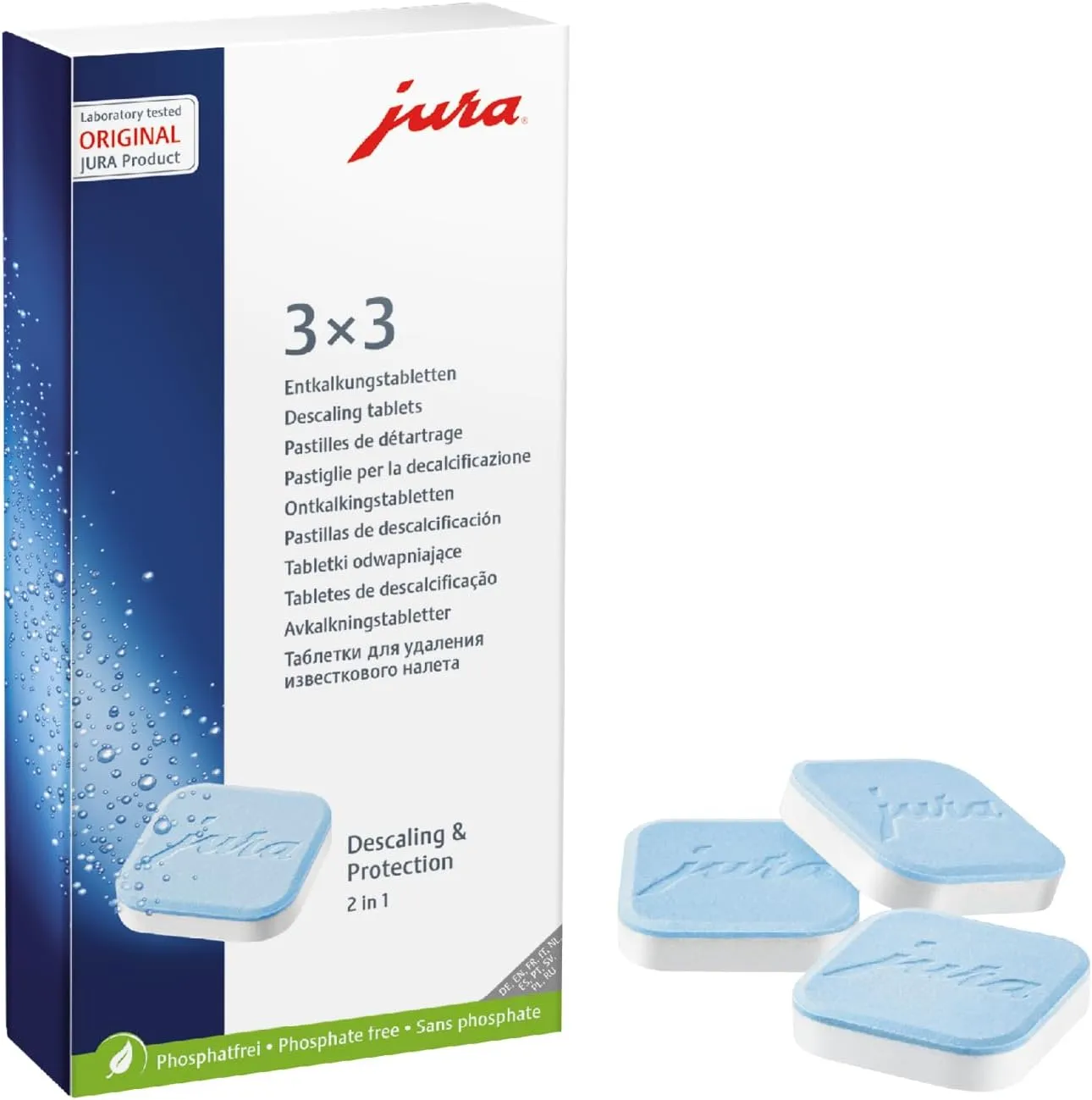 JURA original - Entkalkungstabletten für 3 Entkalkungsvorgänge - TÜV-zertifizierte Hygiene - 3er-Pack - 61848