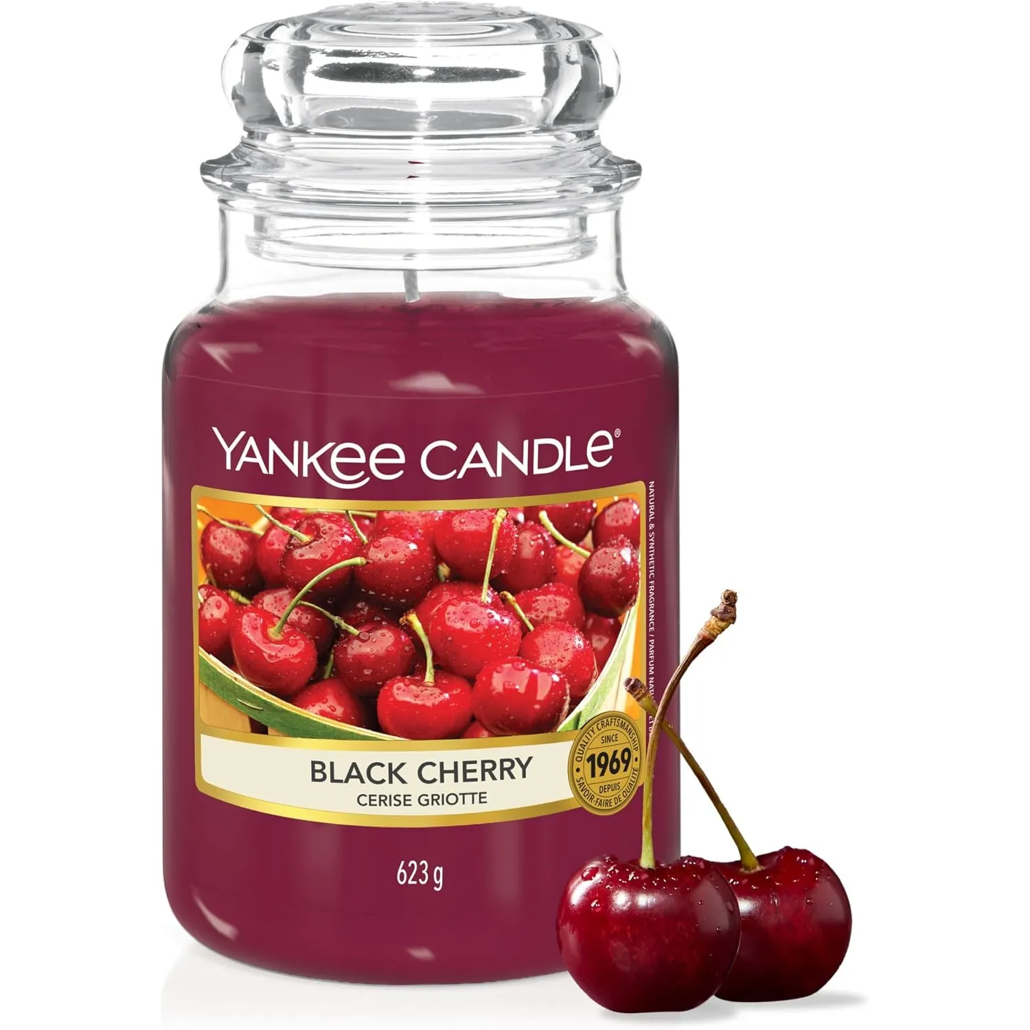 Yankee Candle Duftkerze im Glas (groß) | Black Cherry | Kerze mit langer Brenndauer bis zu 150 Stunden | Perfekte Gesch…