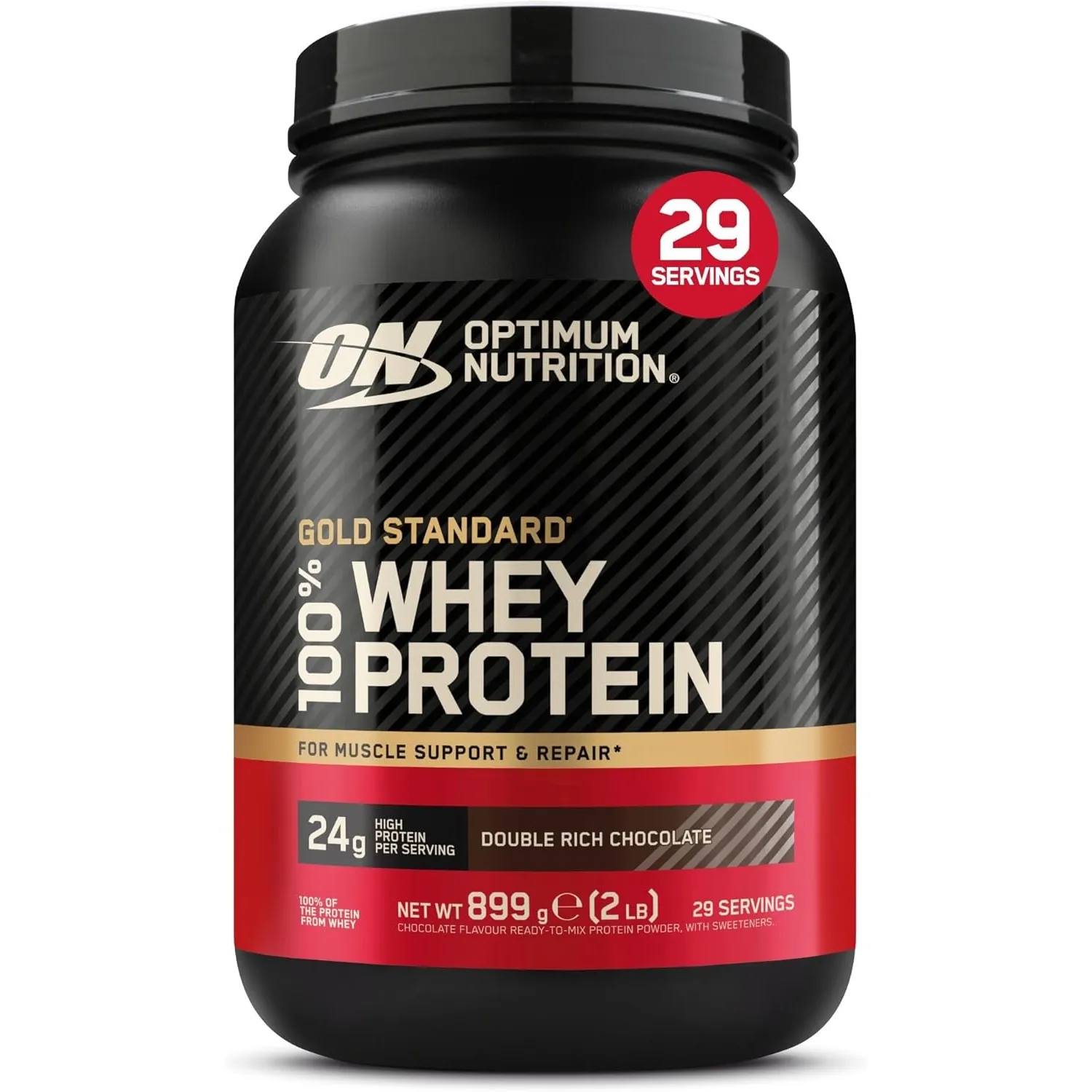 Optimum Nutrition Gold Standard 100% Whey, Proteinpulver, Geschmack Double Rich Chocolate, 899g, 29 Portionen, Verpacku…
