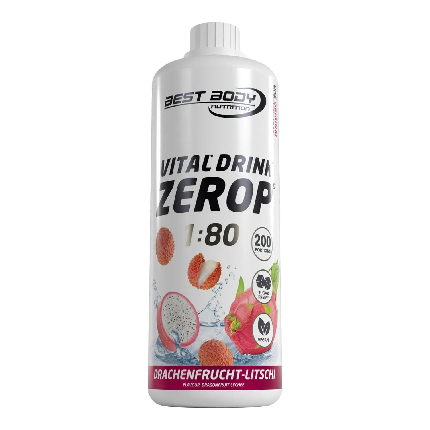 Best Body Nutrition Zerop Getränkekonzentrat Drachenfrucht Litschi, 1 l