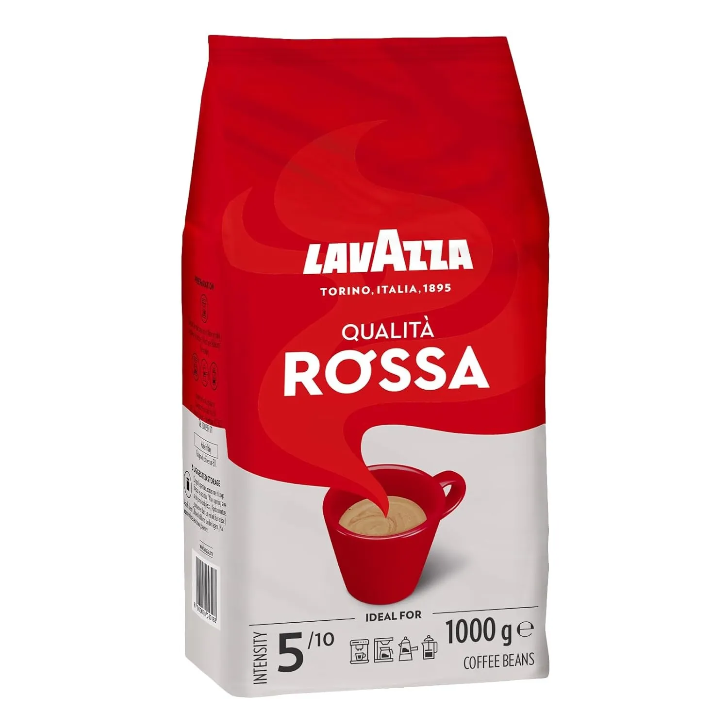 Lavazza, Qualità Rossa, Arabica & Robusta Kaffeebohnen, mit Aromanoten von Schokolade und Trockenfrüchten, Intensität 5…