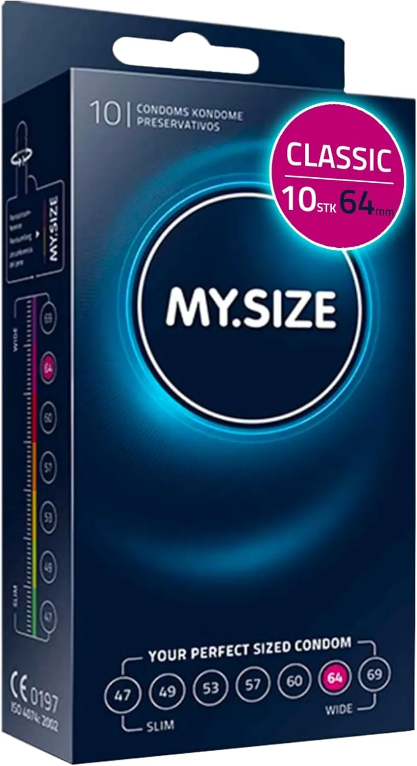 MY.SIZE Classic Kondome Größe 6 | 64 mm Breite | 10 Stück Standardpackung | extra dünn | gefühlsecht hauchzart | dünne …