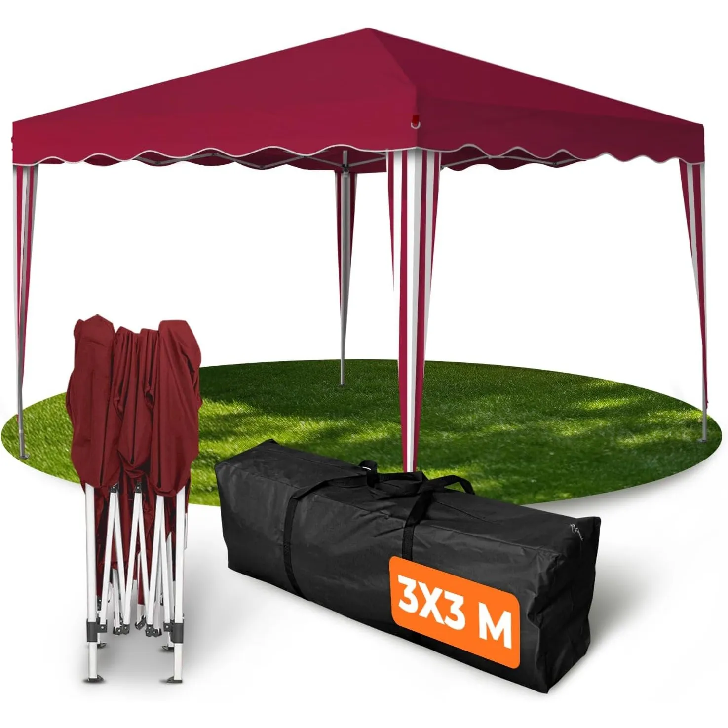 Kronenburg Faltpavillon wasserdicht Dachmaß 3 x 3 m UV Schutz 50+ Pavillon in Rot
