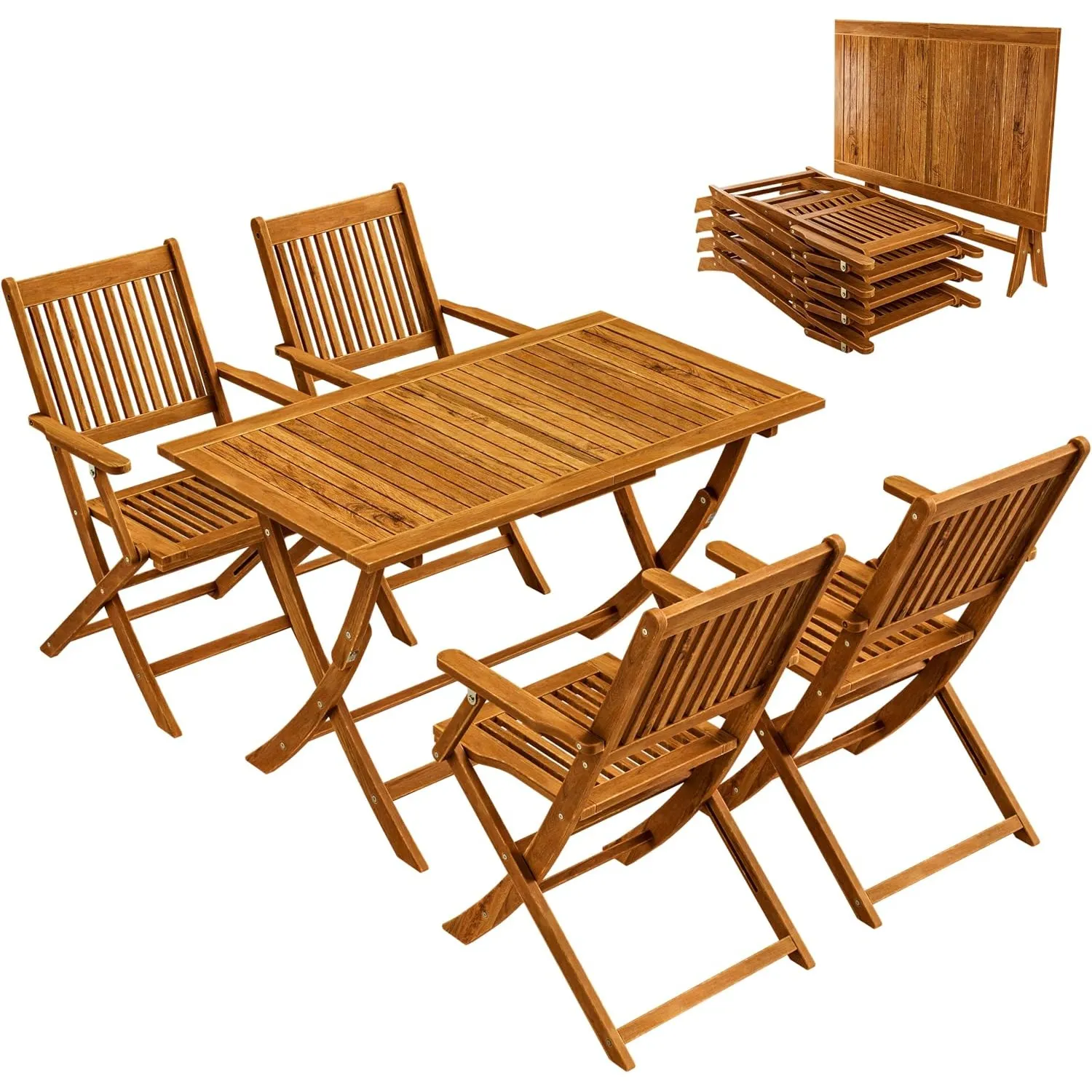 Casaria® Gartentisch-Set FSC®-Zertifiziert 4-Personen