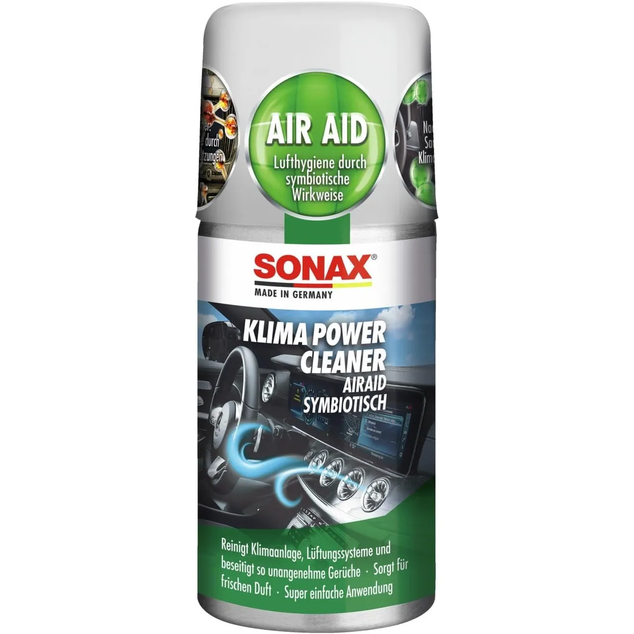 SONAX KlimaPowerCleaner AirAid symbiotisch (100 ml) | sorgt schnell und einfach für langanhaltende Lufthygiene und befr…