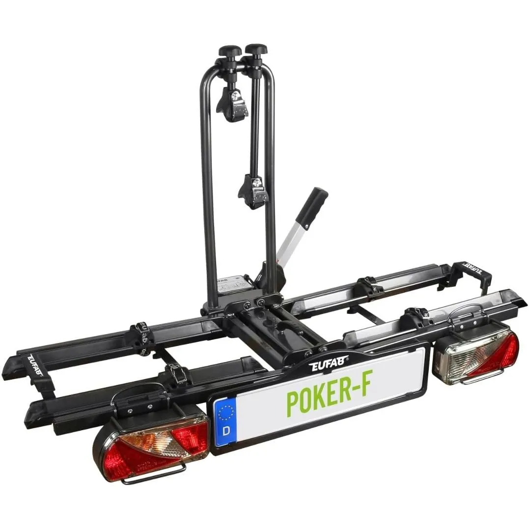 EUFAB 12010LAS Poker-F Anhängerkupplung Fahrradträger für 2 Räder, Schwarz