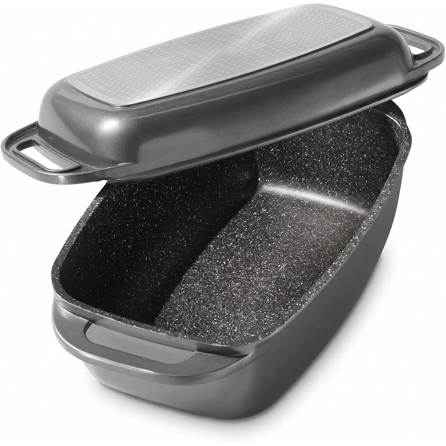 STONELINE Aluguss Bräter mit Deckel 40x22 cm, 5,8 L Bräter Induktion Backofengeeignet Für alle Herdarten, Deckel als Au…