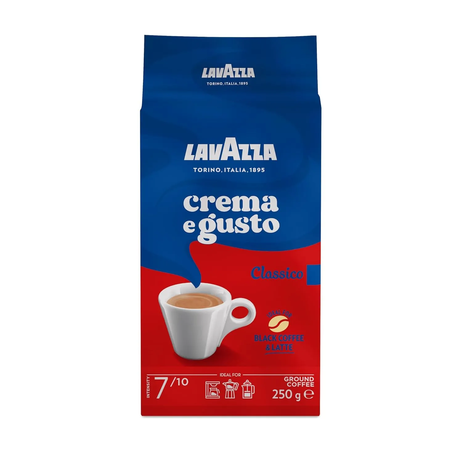 Lavazza, Crema e Gusto Classico, Gemahlener Kaffee, für Mokka-Kannen oder Filterkaffee, Ausgewogener Geschmack, Intensi…