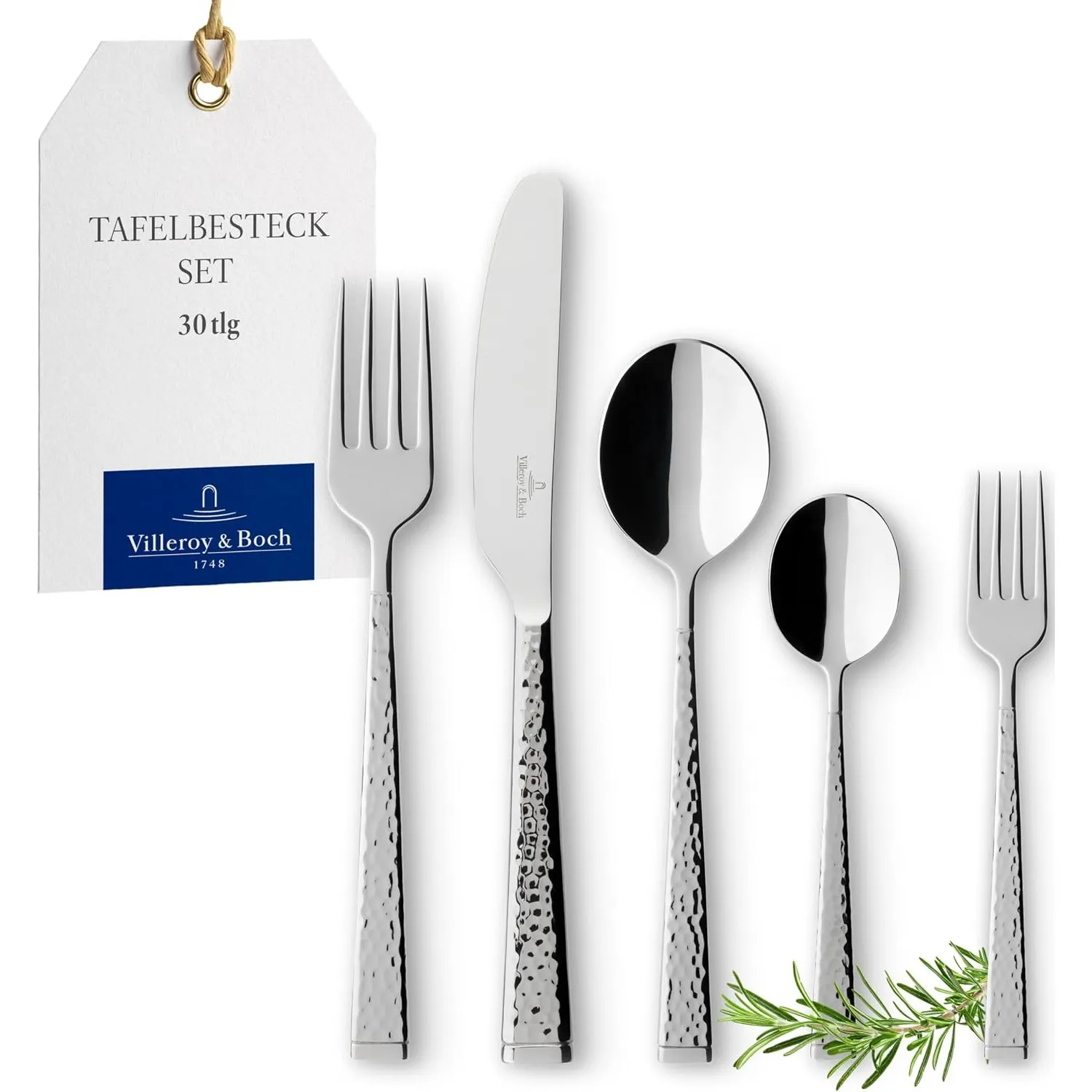 Villeroy & Boch - Blacksmith Besteckset 30 tlg. Platin, Spülmaschinenfest, Rostfrei, Besteck Set 30 teilig Silber, Essb…