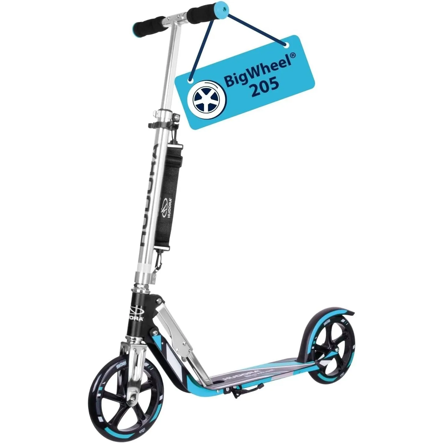 HUDORA BigWheel 205 Scooter - Stabiler Aluminium-Roller - Höhenjustierbarer & zusammenklappbarer Cityroller mit Ständer…