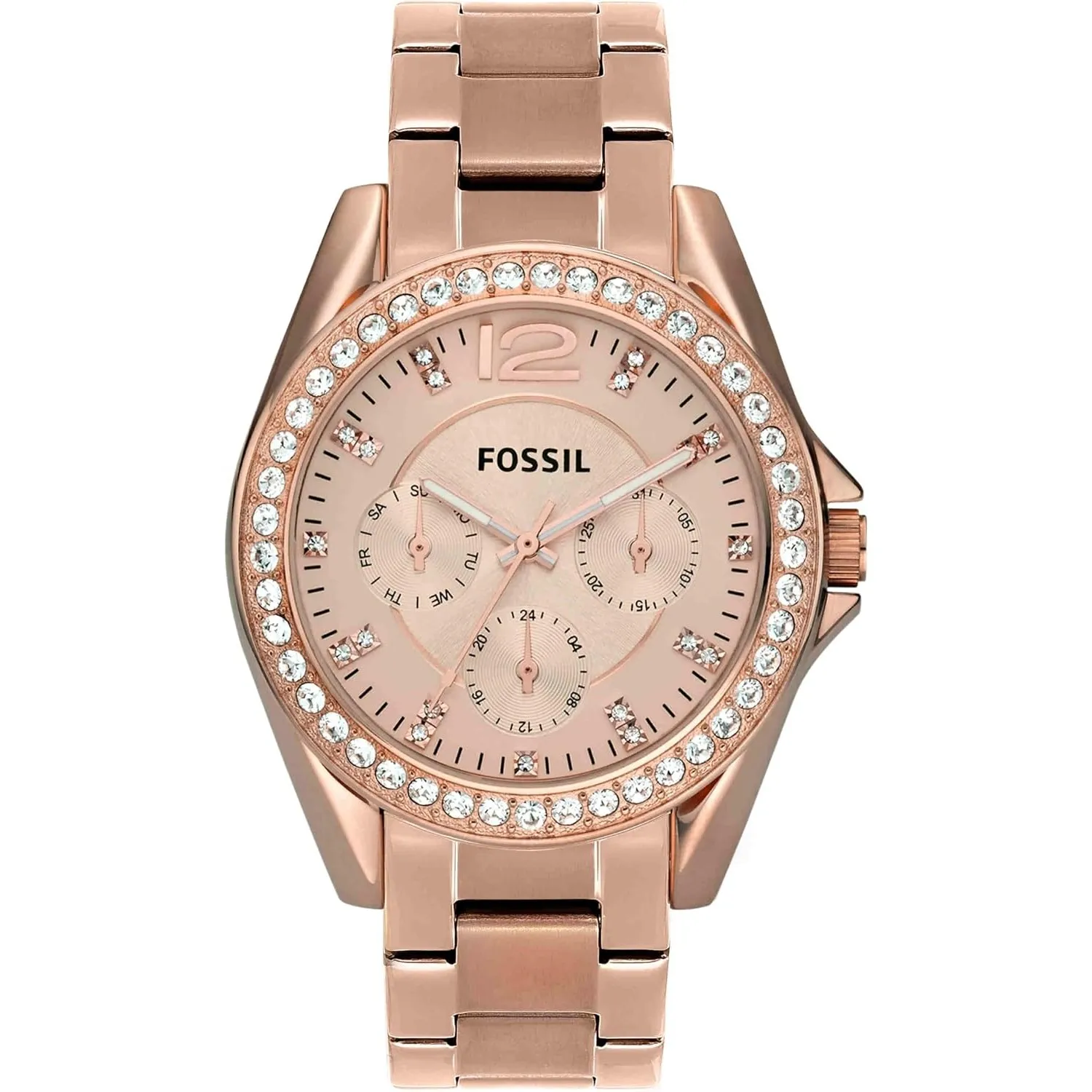 FOSSIL Riley Armbanduhr für Damen Quarz Chronograph Uhrwerk mit Edelstahl oder Lederband