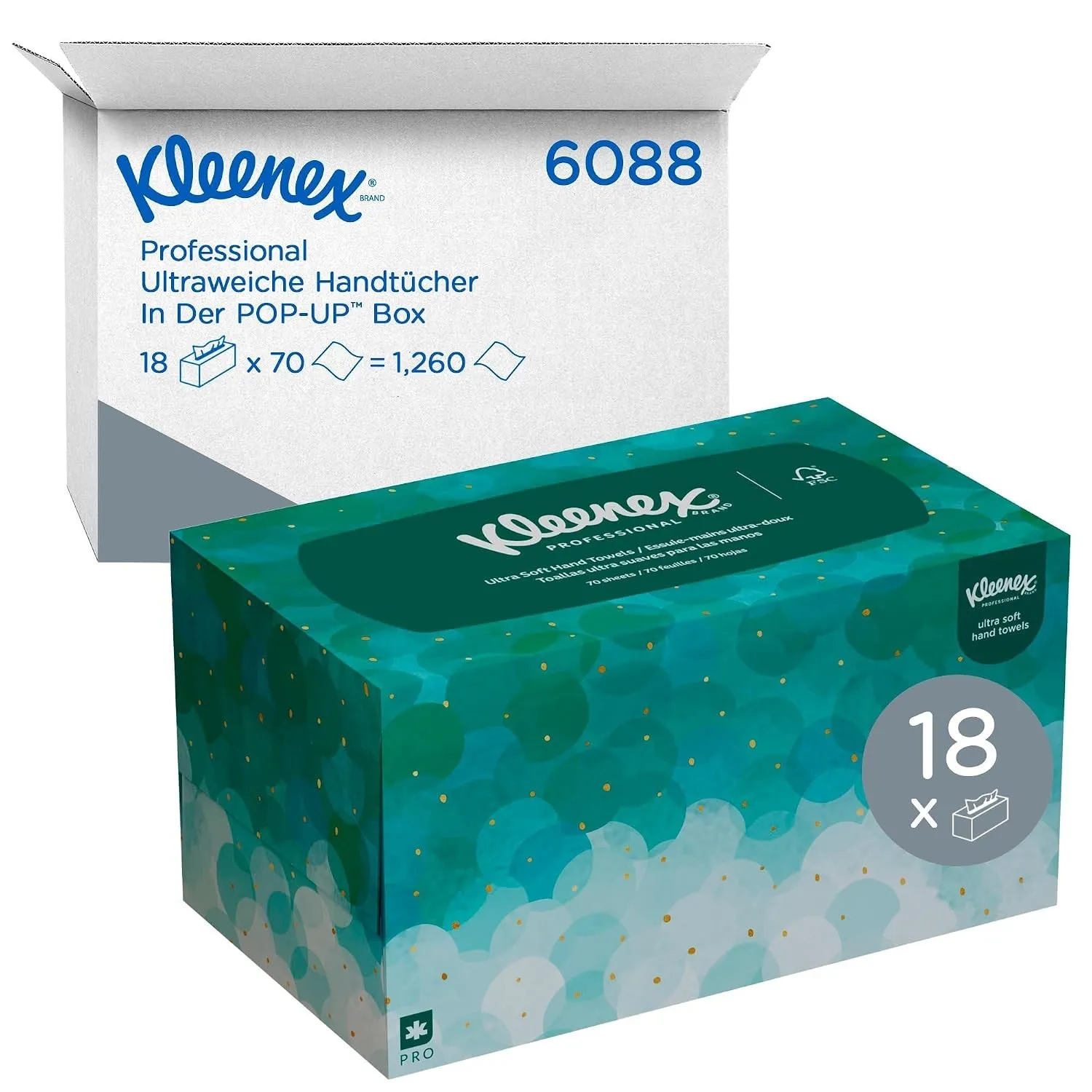Kleenex weiße Papierhandtücher 6088, 1-lagig, Papierhandtuch, 18x70