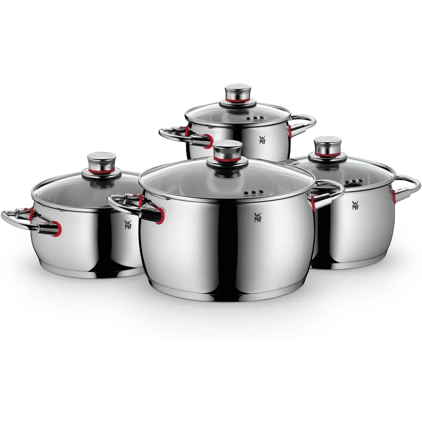 WMF Quality One Topfset Induktion 4-teilig, Kochtopf Set mit Glasdeckel, Cromargan Edelstahl poliert, Induktions Töpfe …