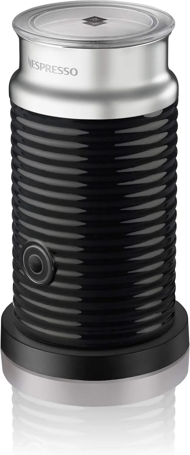 NESPRESSO Aeroccino 3 schwarz | Elektrischer Milchaufschäumer aus Edelstahl | 120ml heißer oder kalter cremiger Milchsc…