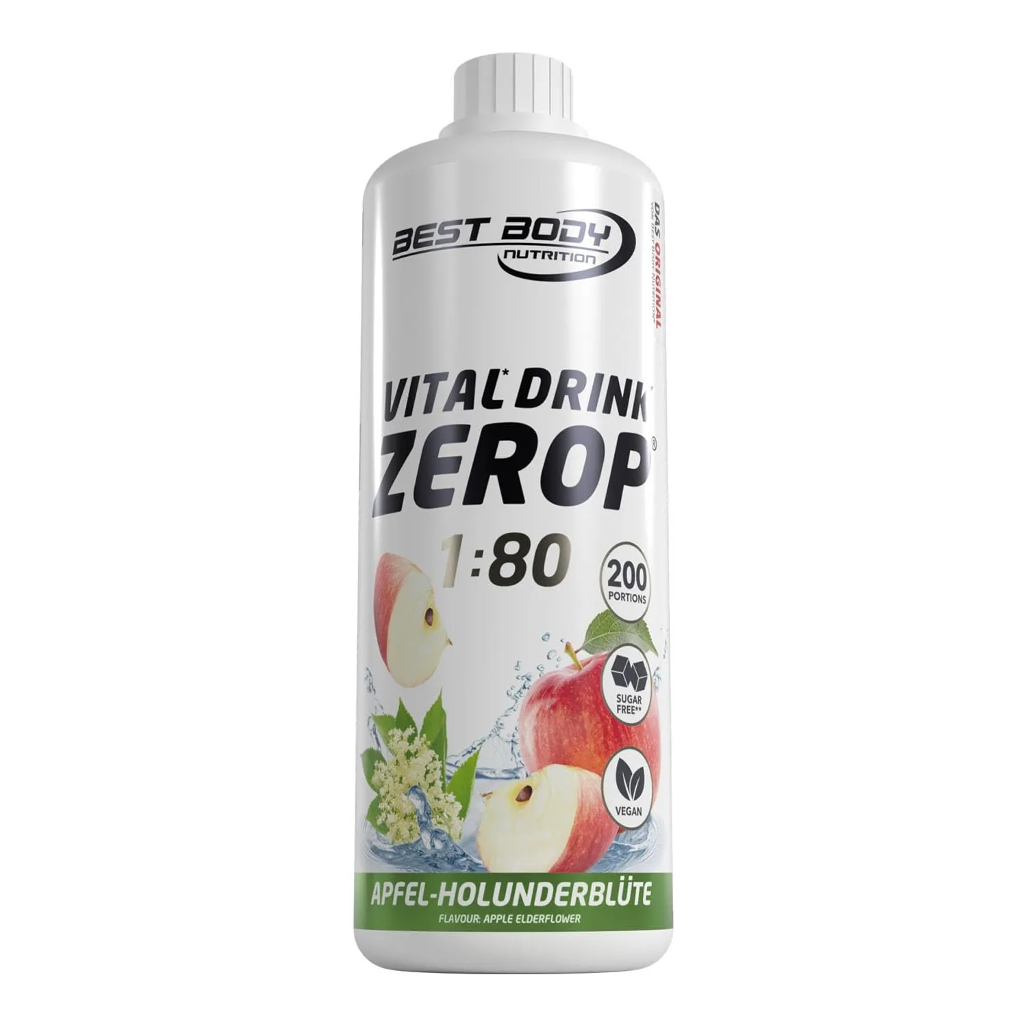 Best Body Nutrition Zerop Getränkekonzentrat Apfel Holunderblüte, 1 l