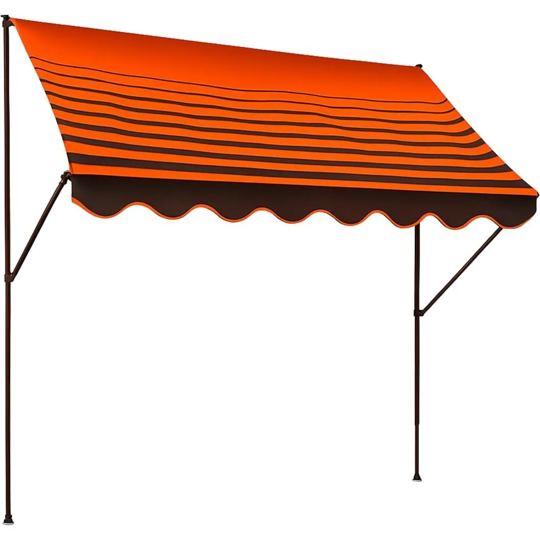 ANGERER Klemmmarkise Exklusiv orange-braun, 350 cm | Markise für Sonnenschutz, Montage ohne Bohren, ideale Balkonmarkis…
