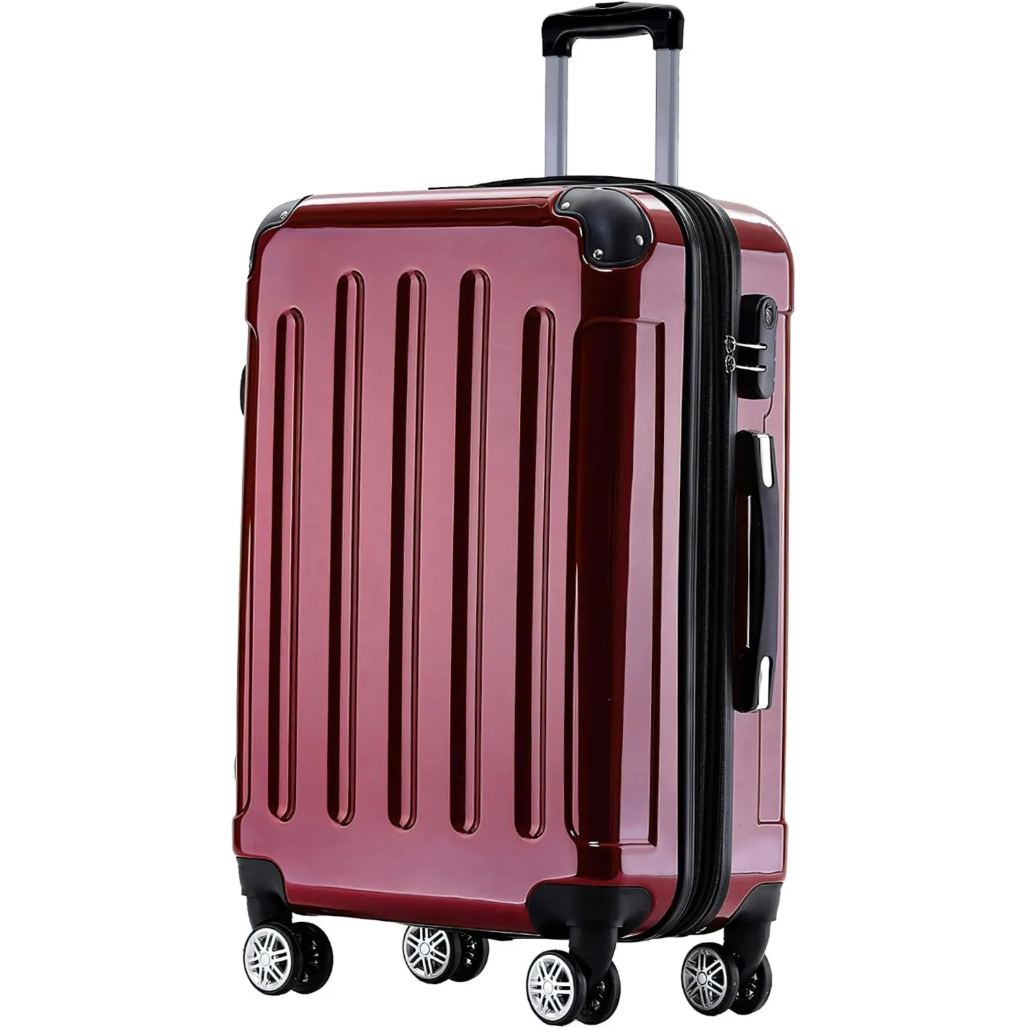 BEIBYE Zwillingsrollen 2048 Hartschale Trolley Koffer Reisekoffer Taschen Gepäck in M-L-XL-Set (Rot, L)