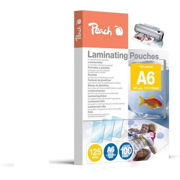 Peach Laminierfolien A6 100 Stück 2 x 125 mic (250µm) glänzend - Ultrastark