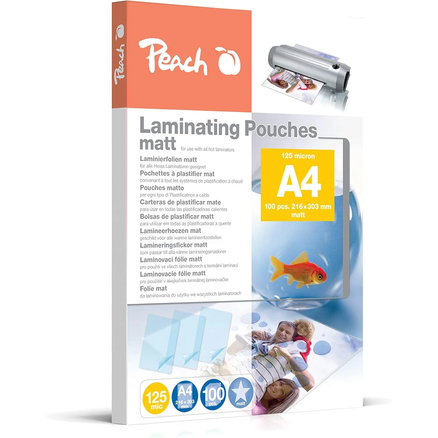 Peach Laminierfolien A4-125 mic - 100 pouches - matt - beschreibbar - Premiumqualität für beste Laminierergebnisse - ko…