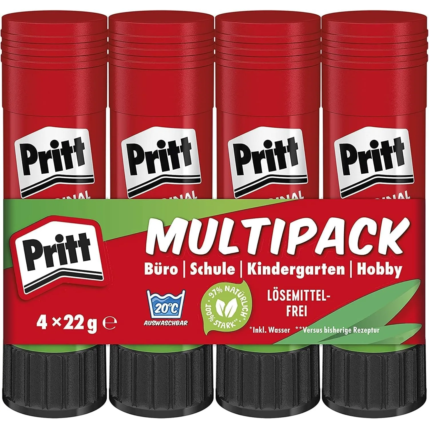 Pritt Klebestift, kinderfreundlicher Kleber für Schule & Büro, 4x22g