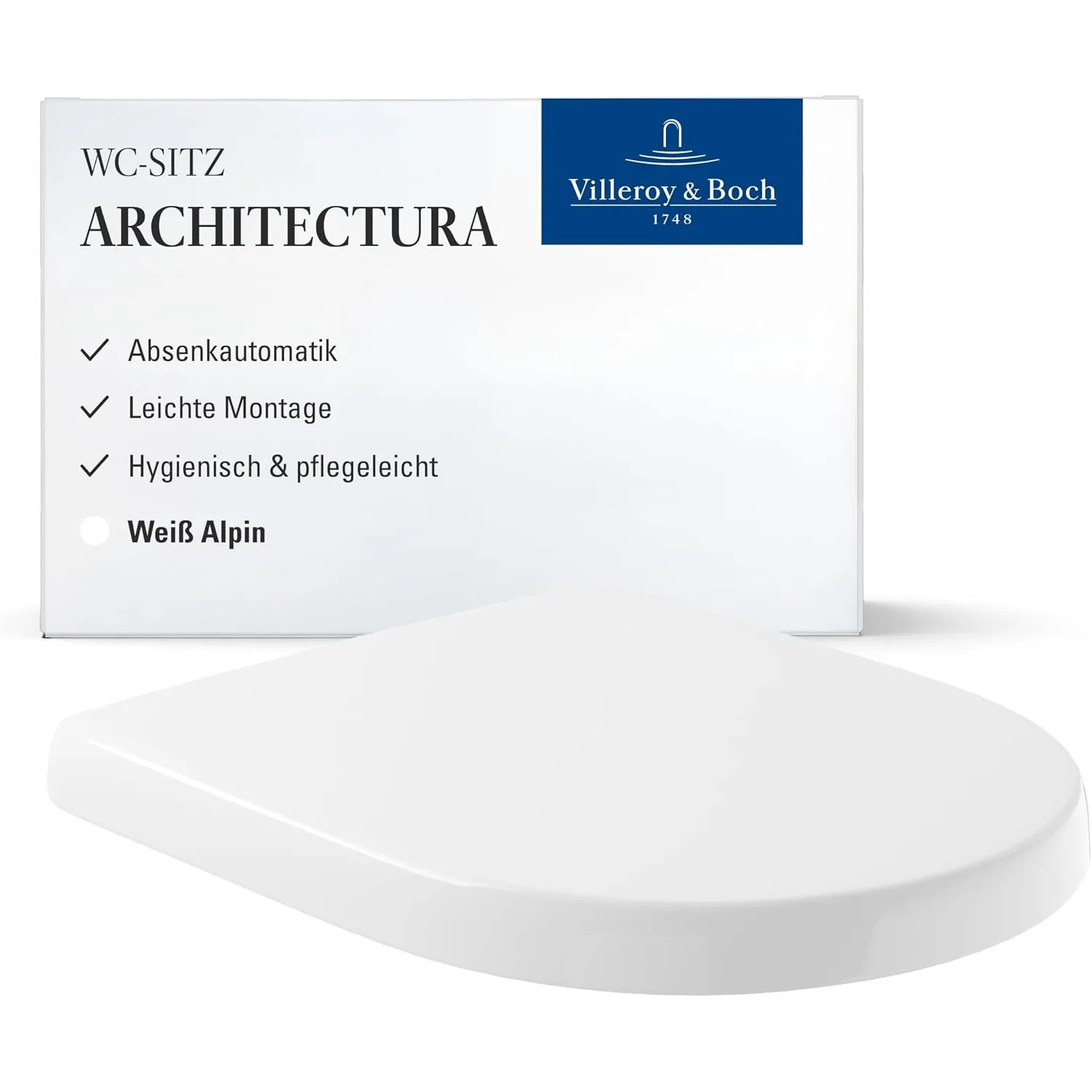 Villeroy & Boch Architectura WC-Sitz, D-Form – Weiß Alpin, glänzend