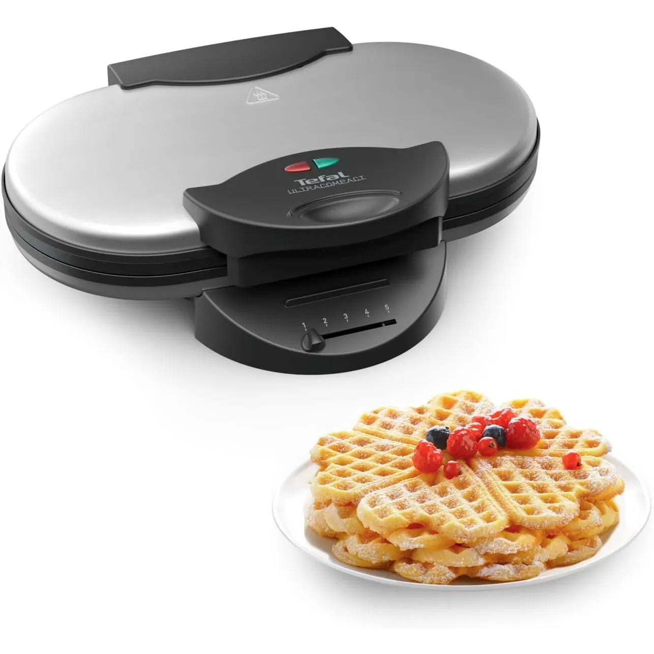 Tefal Doppel-Herzwaffeleisen WM311D, Stufenloser Temperaturregler für Bräunung nach Wunsch, Antihaftbeschichtete Platte…