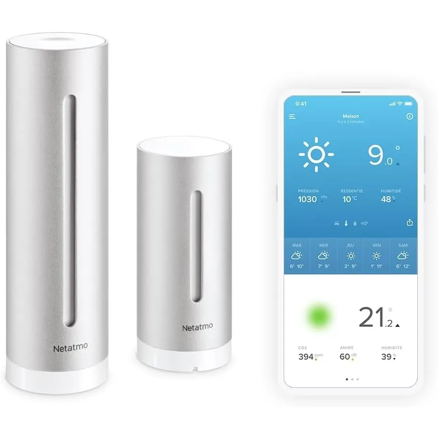 Netatmo Smarte Wetterstation - WLAN, Funk, Innen- und Außensensor, Wettervorhersage, Amazon Alexa & Apple HomeKit, Hygr…
