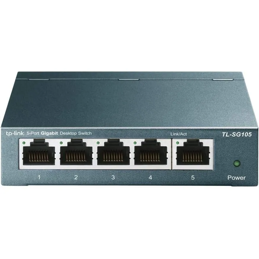 TP-Link TL-SG105 5-Ports Gigabit Netzwerk Switch (bis 2000 MBit/s im Vollduplexmodus, geschirmte RJ-45 s, Metallgehäuse…