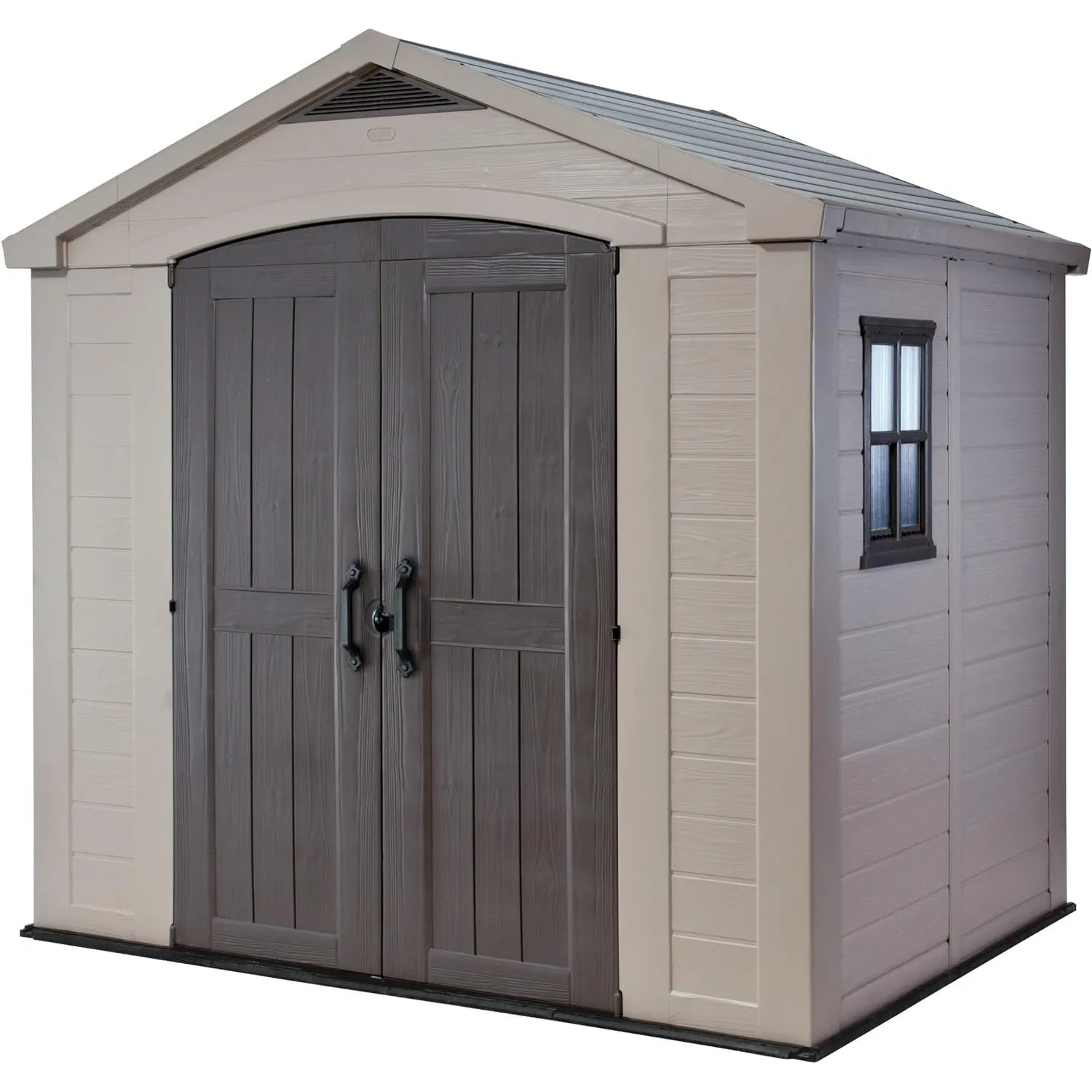 Keter Gerätehaus Factor 8x6, Beige, 8.1m³ Rauminhalt, Außenmaße (B/T/H):256.5 x 182 x 243 cm, wetterfest, wasserdicht, …