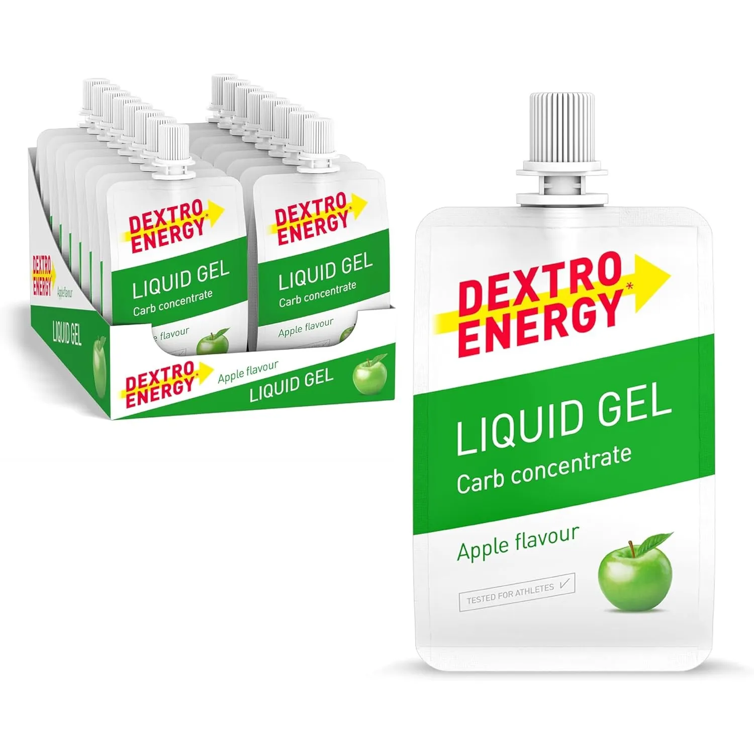 Dextro Energy Liquid Gel Apple - 18x60ml (18er Pack) - High Carb Energy Gel zur schnellen Kohlenhydrate Versorgung - fr…