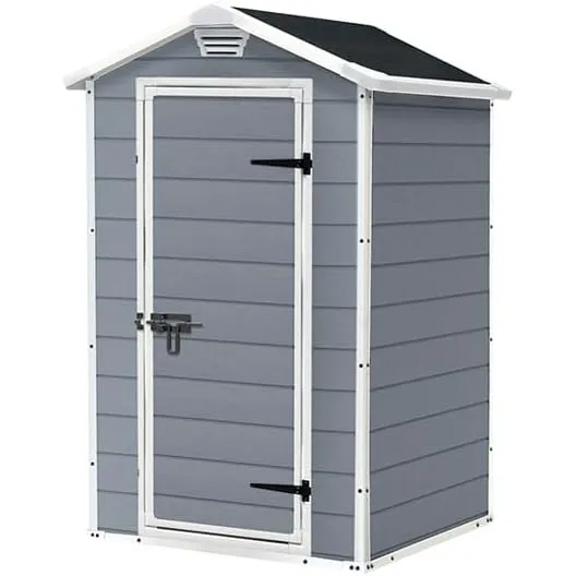 Keter Manor 4x3 Gartenhaus wetterfest, Kunststoff, Outdoor, Außenmaße: 128 x 94 x 196cm, Innenmaße: 111 x 88 x 193 cm, …
