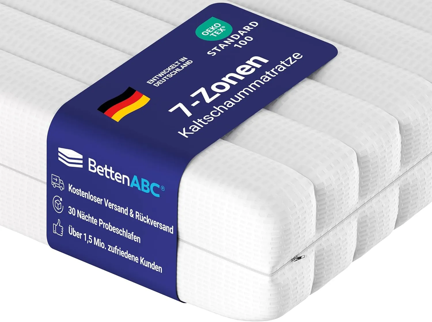 OrthoMatra KSP-500 XXL RG30 H4 Hardness Mattress with 7 Zones Height Approx. 16 cm Washable Cover