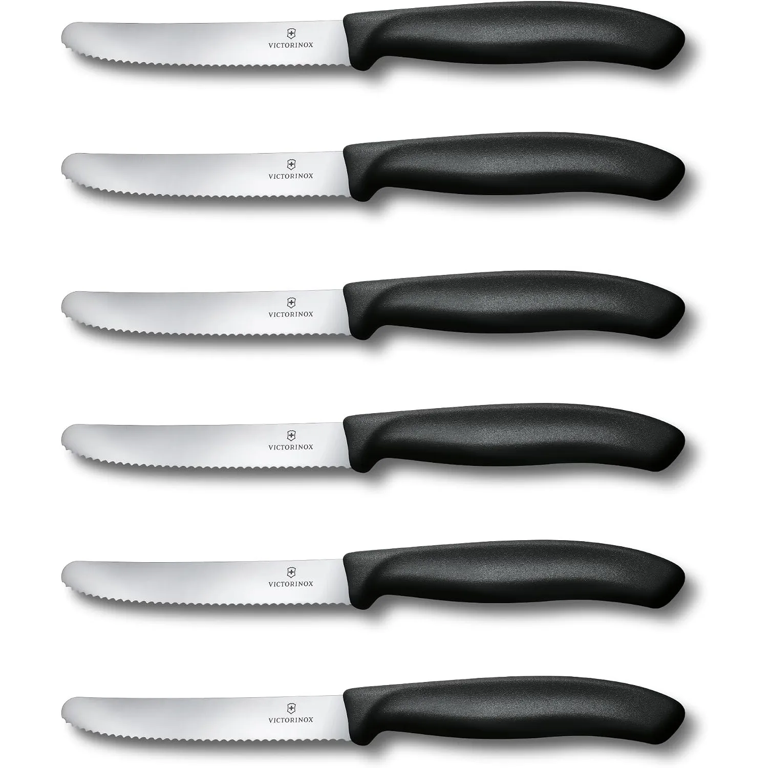Victorinox Swiss Classic, Frühstücksmesser, Brötchenmesser, Scharfe Klinge, Wellenschliff, 11 cm, Kunststoffgriff, Rost…