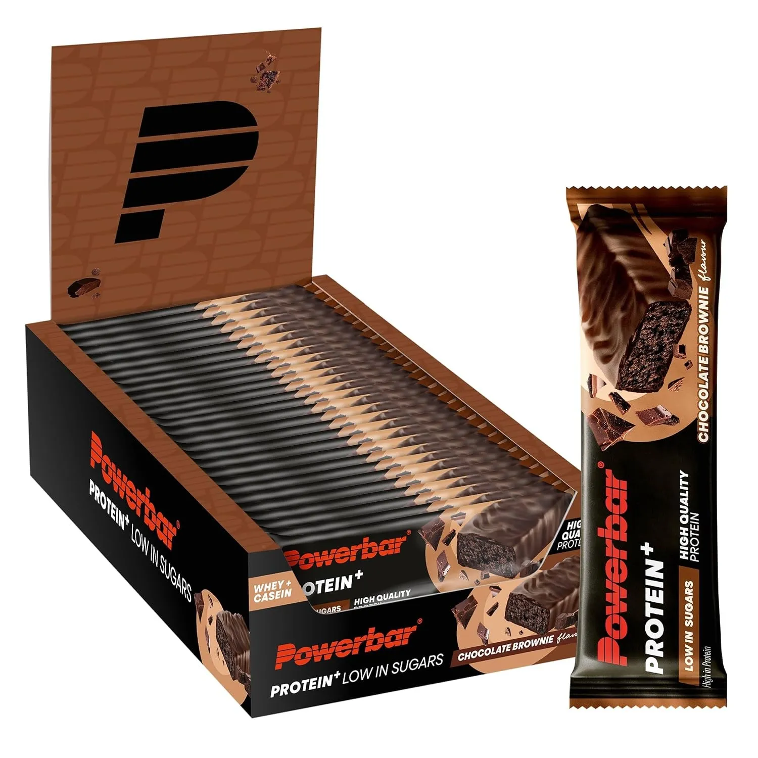 Powerbar - Protein Plus - Low Sugar - Chocolate-Brownie - 30x35g - Riegel mit nur 107 Kcal - Fitnessriegel mit Ballasts…