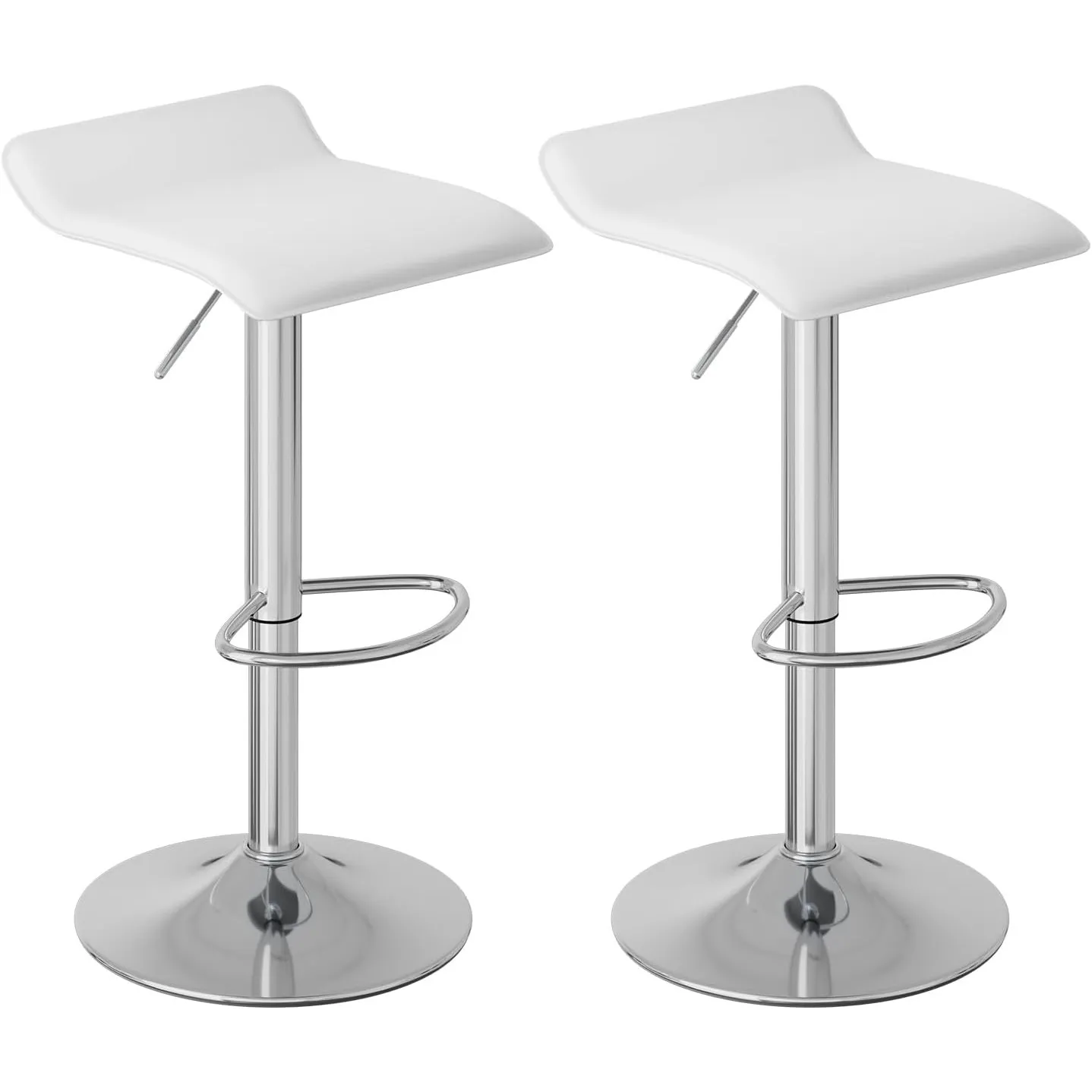 WOLTU Barhocker 2er Set, Barstuhl Höhenverstellbar, Weiß+Silber