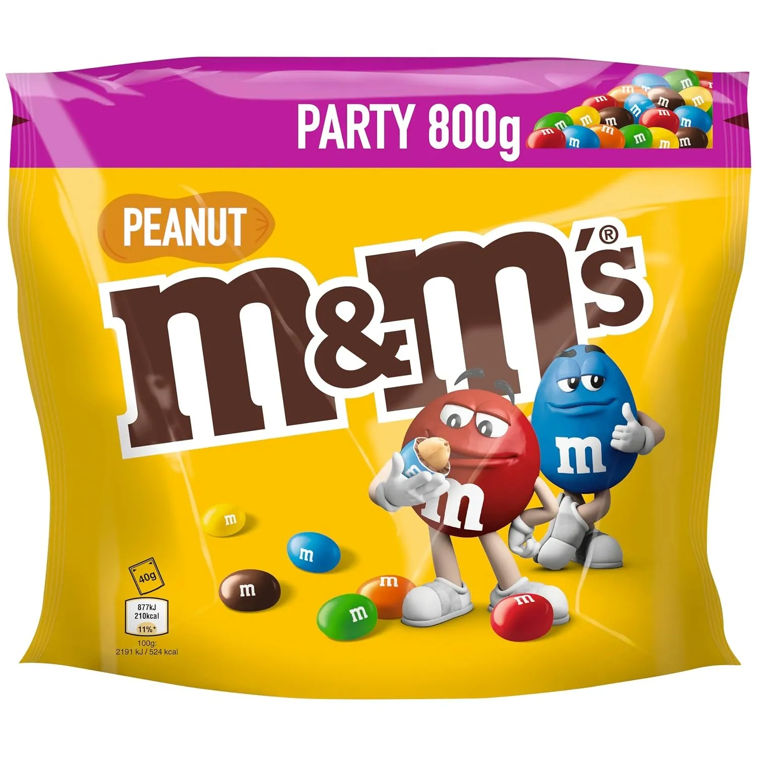 M&M'S Schokolinsen Peanut, Milchschokolade, Party-Mix, Großpackung, 800 g