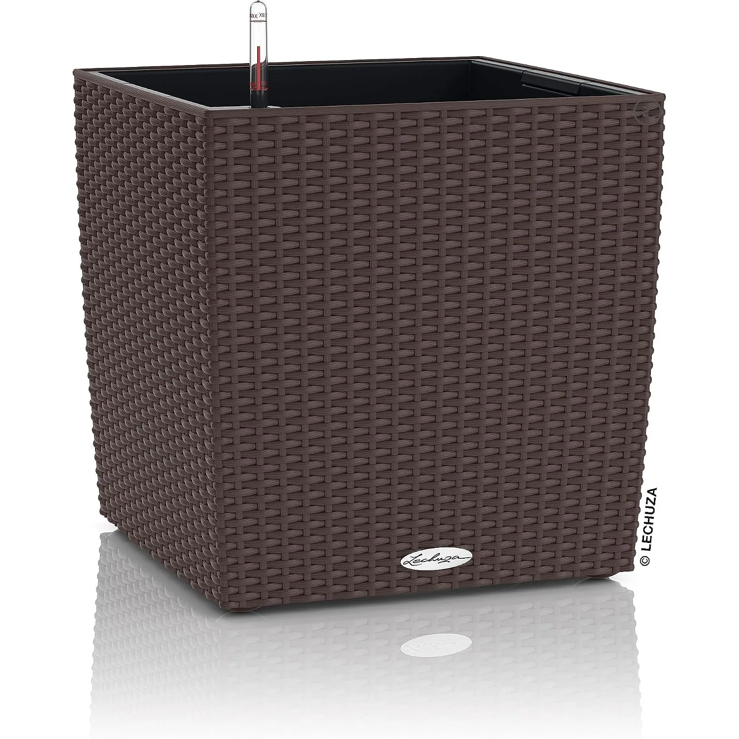 Lechuza "Cube Cottage 50" Pflanzgefäß mit ERD-Bewässerungs-System, Mokka, 50 x 50 x 50 cm