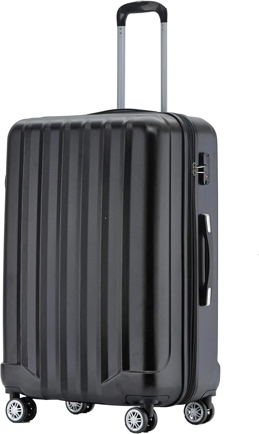 BEIBYE TSA-Schloß 2080 Hangepäck Zwillingsrollen neu Reisekoffer Koffer Trolley Hartschale Set-XL-L-M(Boardcase) (Schwarz, XL)
