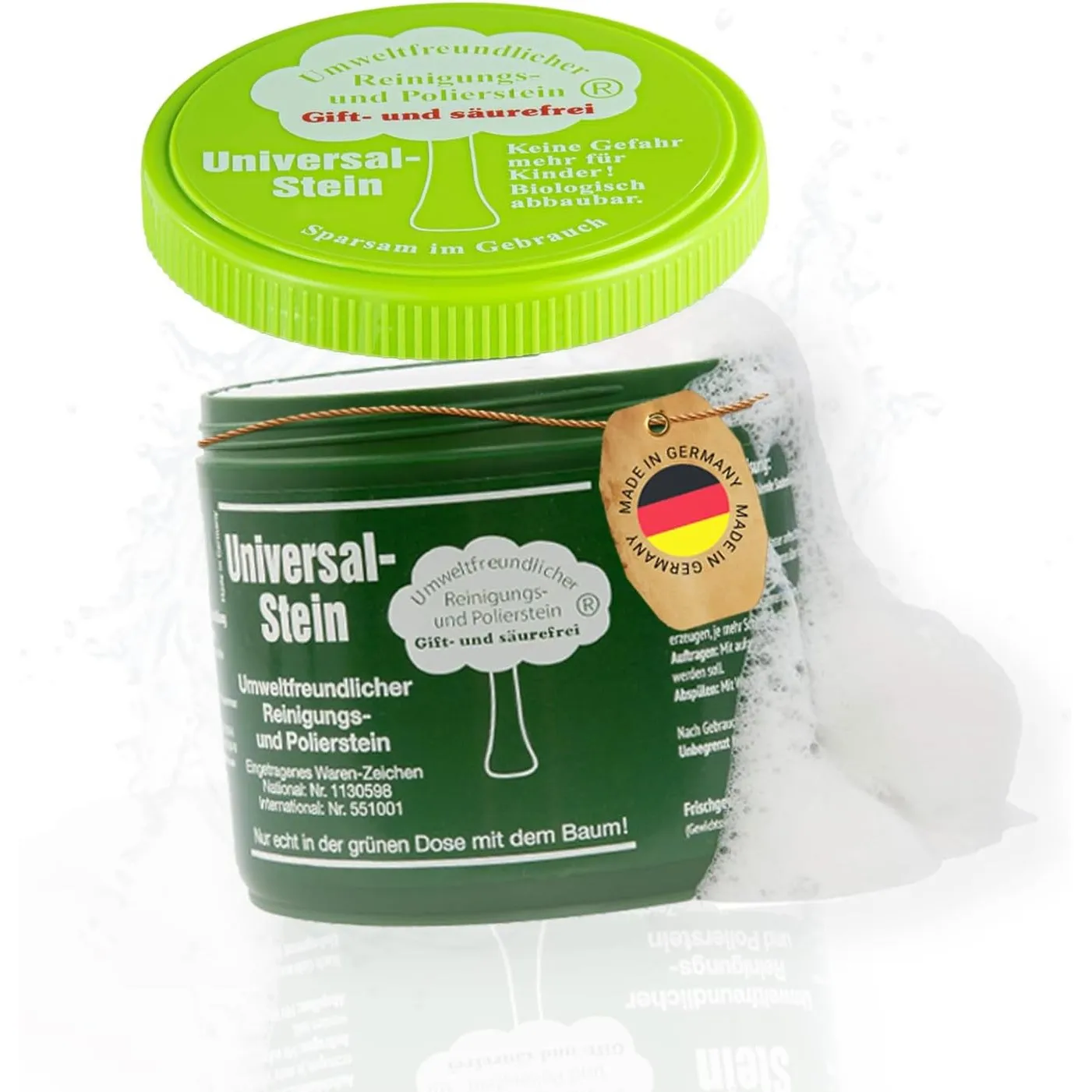 Zielinsky Universal-Stein, grüner Stein, Putzstein, Reinigungsstein - Haushaltsdose, 1er Pack (1 x 900 g + 2 gratis spe…