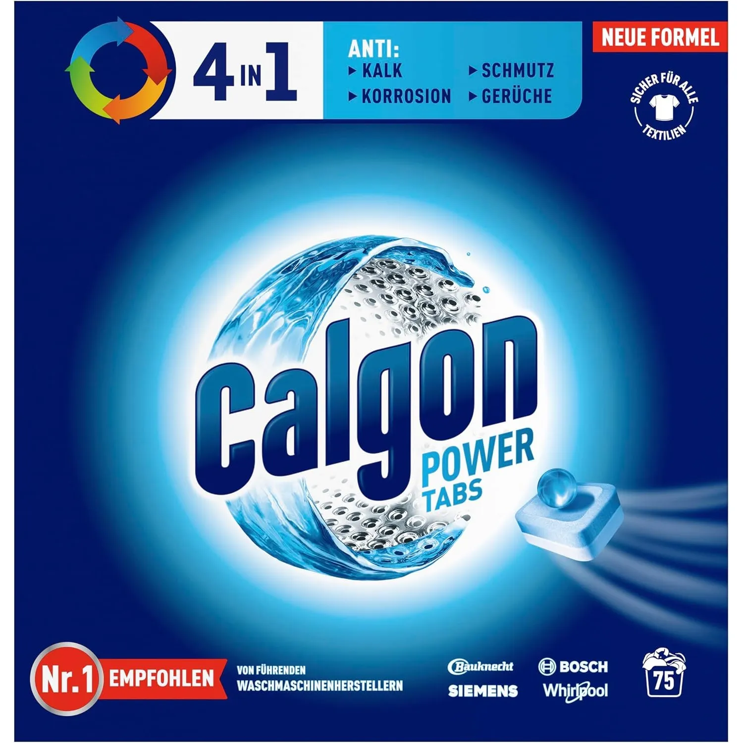 Calgon 4-in-1 Power Tabs – Wasserenthärter gegen Kalkablagerungen, Schmutz, Korrosion in der Waschmaschine und beugt un…