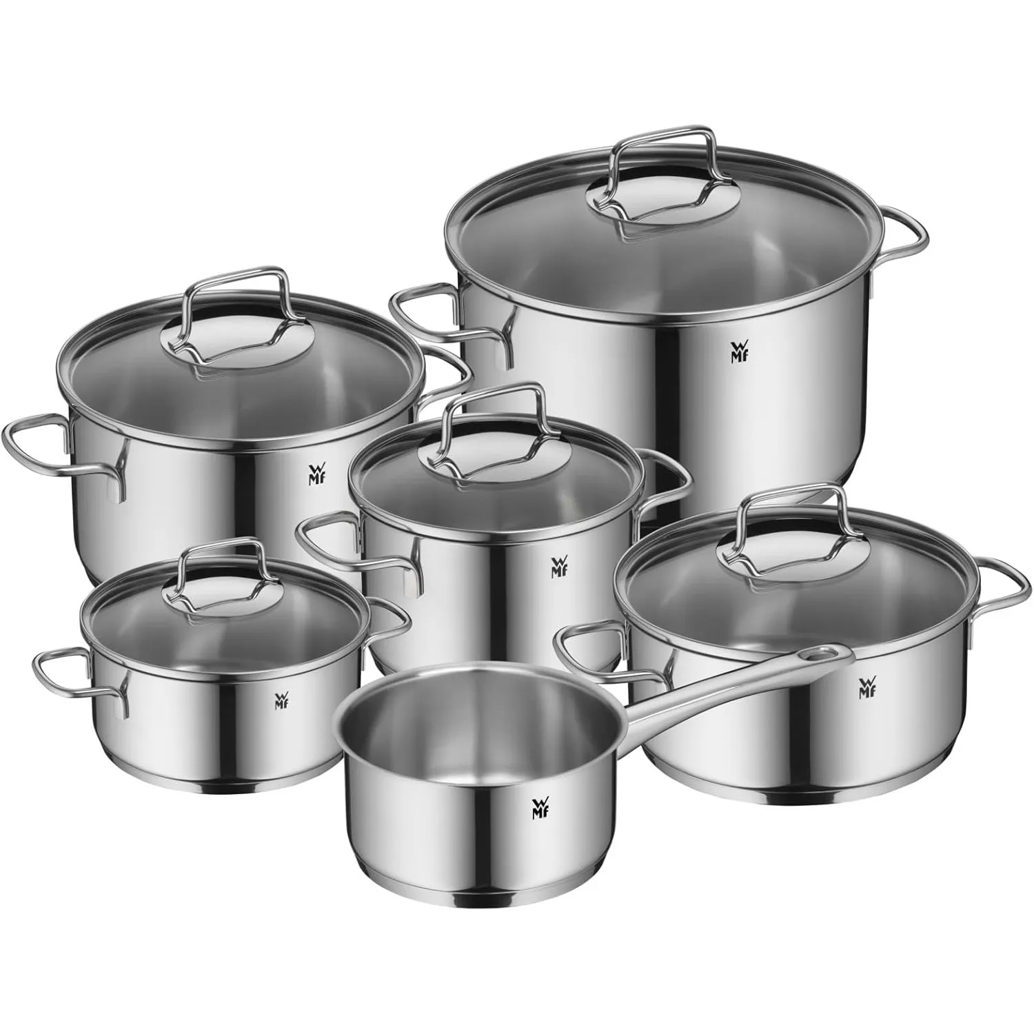 WMF Astoria Topfset Induktion 6-teilig, Kochtopf Set mit Glasdeckel, Cromargan Edelstahl poliert, Induktions Töpfe Set …