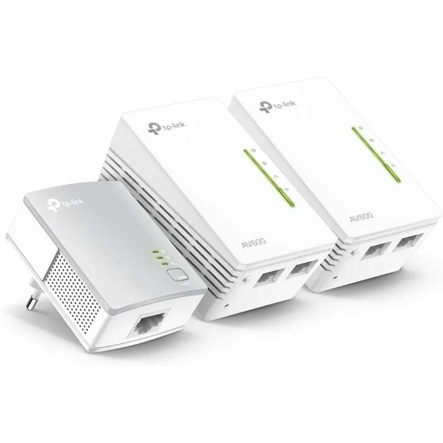 TP-Link WLAN Powerline Adapter Triple Set TL-WPA4220 TKIT (600Mbit/s, WLAN 300Mbit/s, Wi-Fi Clone, Fast-Ethernet-LAN, P…